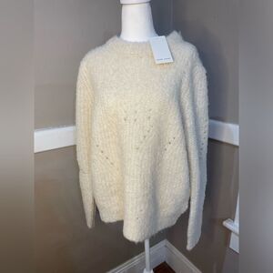 NWT Dear John White XL Sweater beautiful cozy w decorative knitting accents